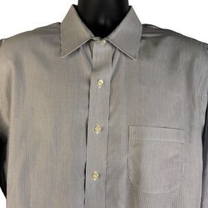 Brooks Brothers Dress Shirt Men's  17-6/7 Gray White Pin Stripe Regent‎ No Iron